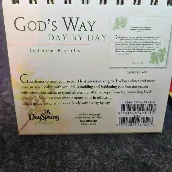 God’s Way Day By Day- Charles F. Stanley Perpetual Flip Calendar by DaySpring - Picture 2 of 2